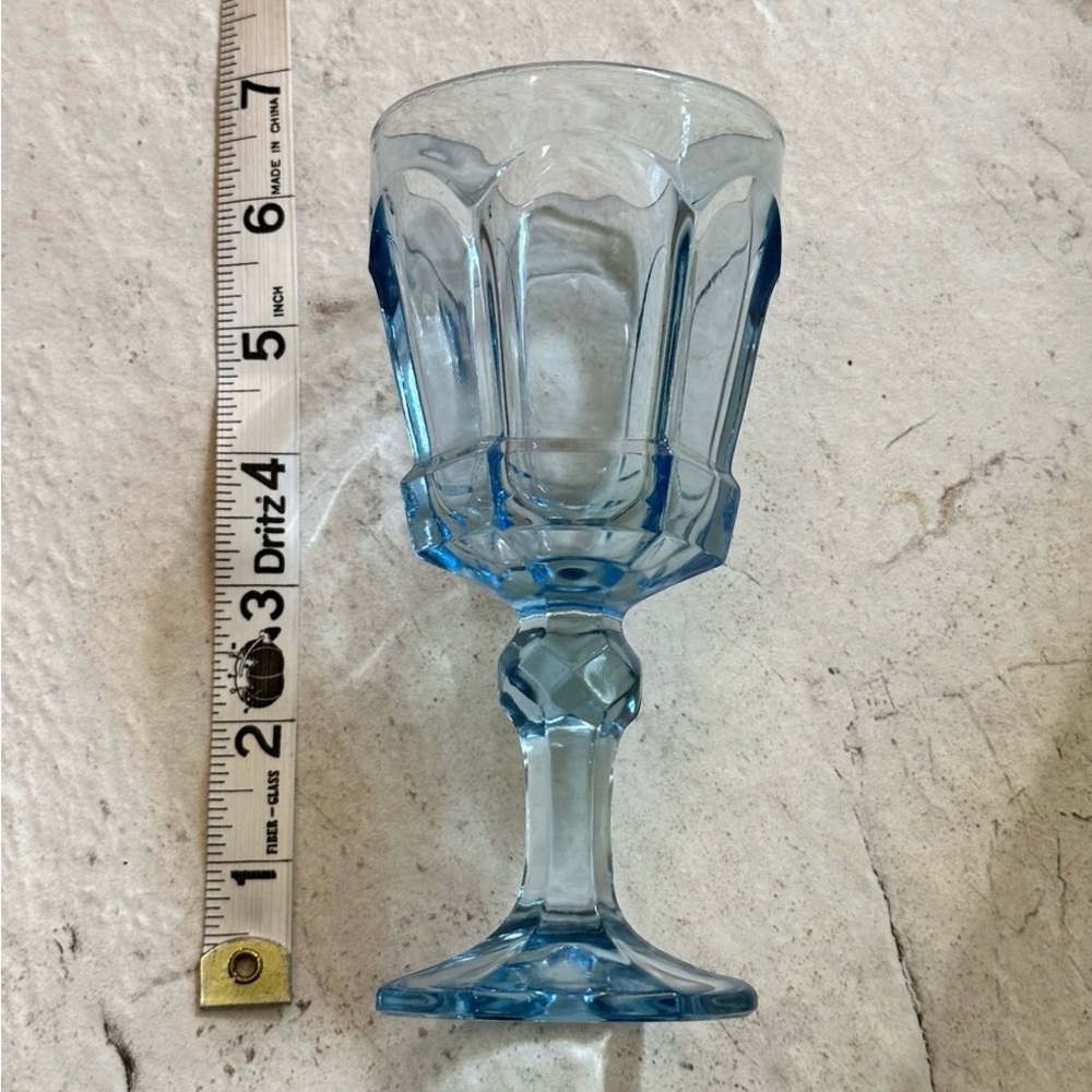 Vintage Fostoria Blue Wine Glasses 6